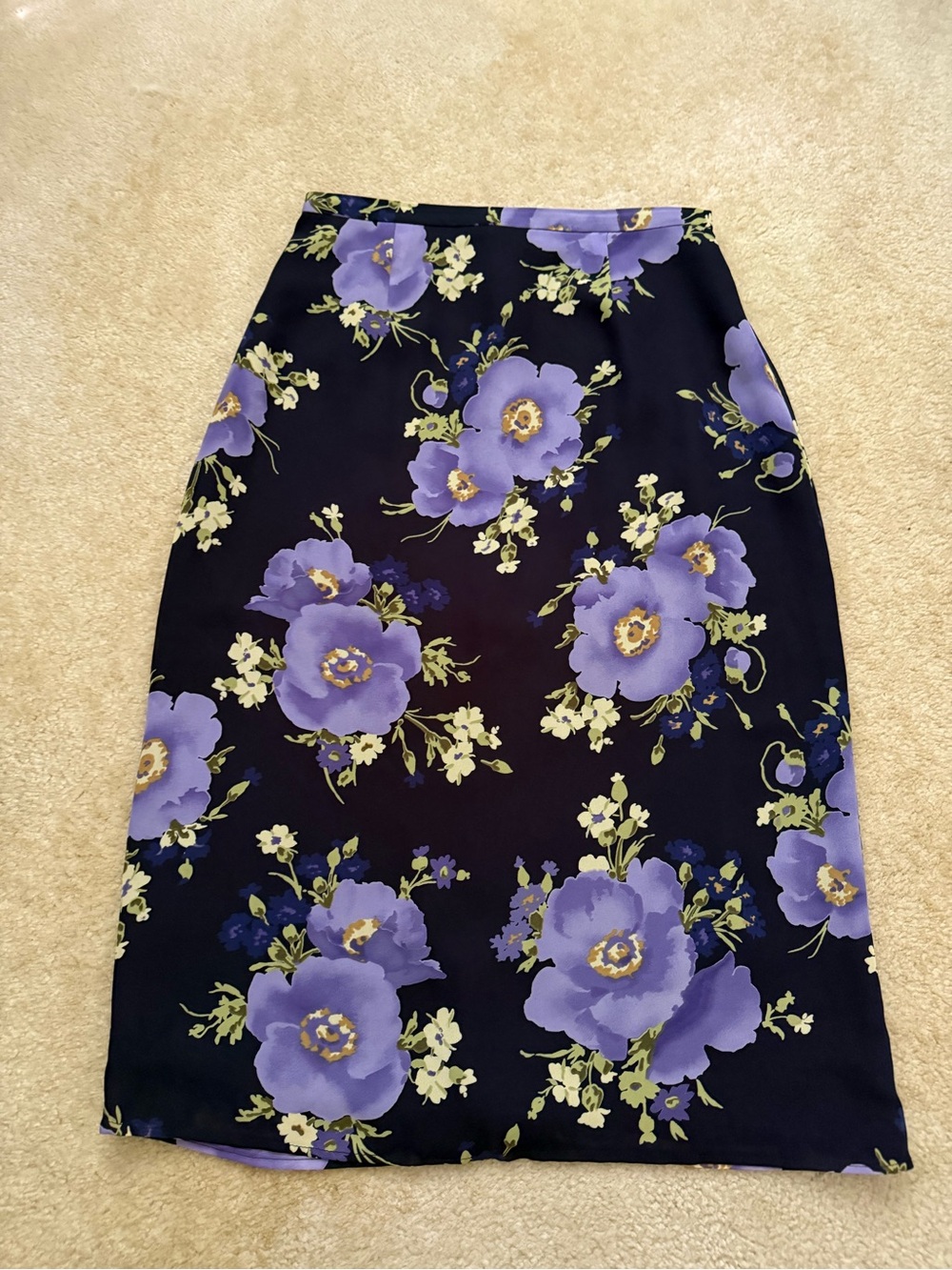 Y2K Norton McNaughton purple floral midi skirt